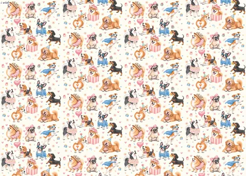 กระดาษห่อของขวัญลาย Every Dog Has Its Day ทั้งแผ่น ขนาด 50 × 70 ซม.