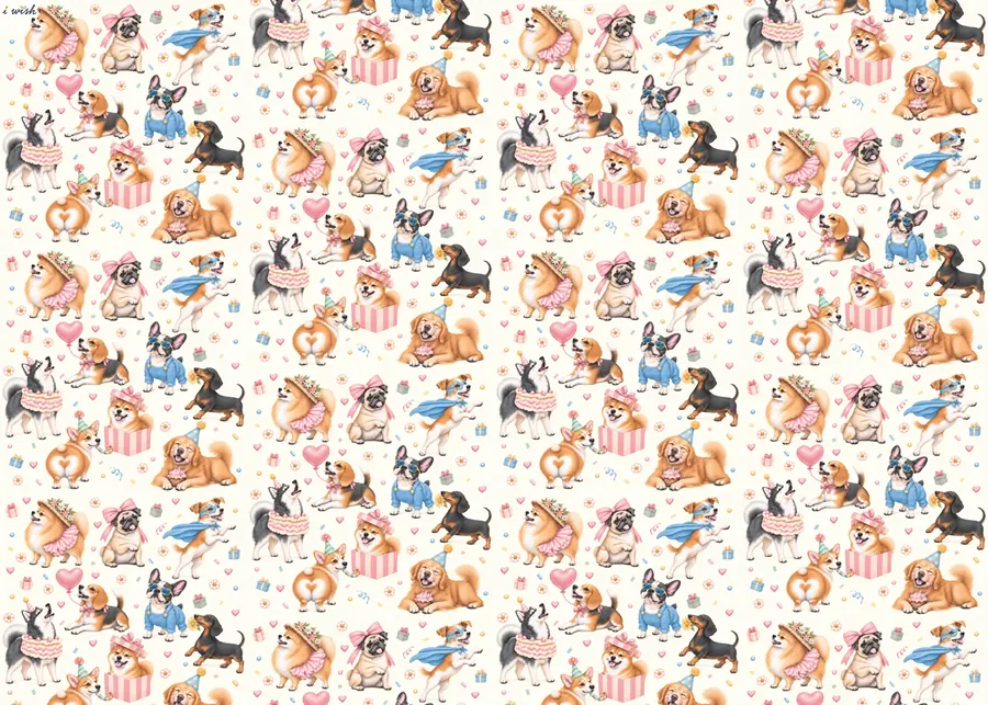 กระดาษห่อของขวัญลาย Every Dog Has Its Day ทั้งแผ่น ขนาด 50 × 70 ซม.